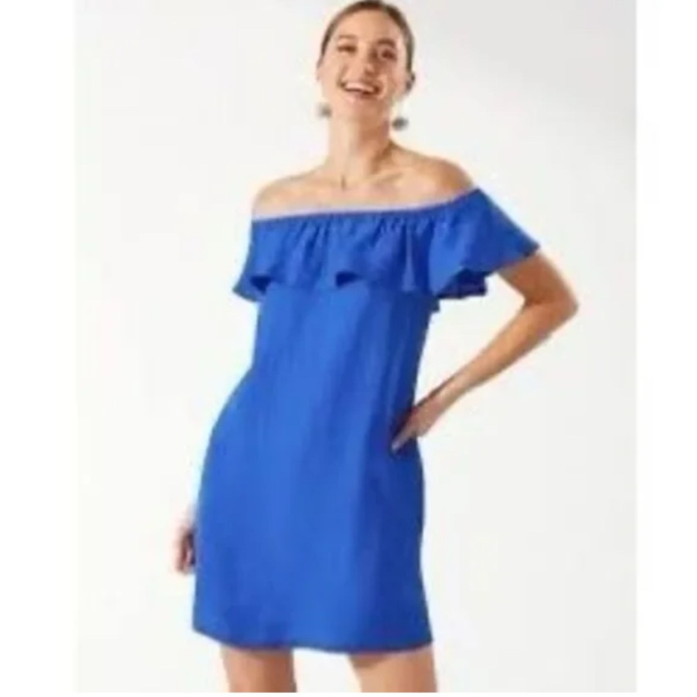 Tommy Bahama Blue Flutter Sleeve Cocktail Sundress